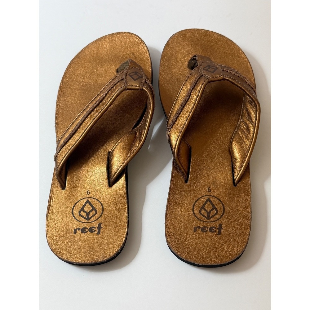 Reef Womens Metallic Bronze Flip Flop Sandals Thong Summer Beach Shoes Size 6